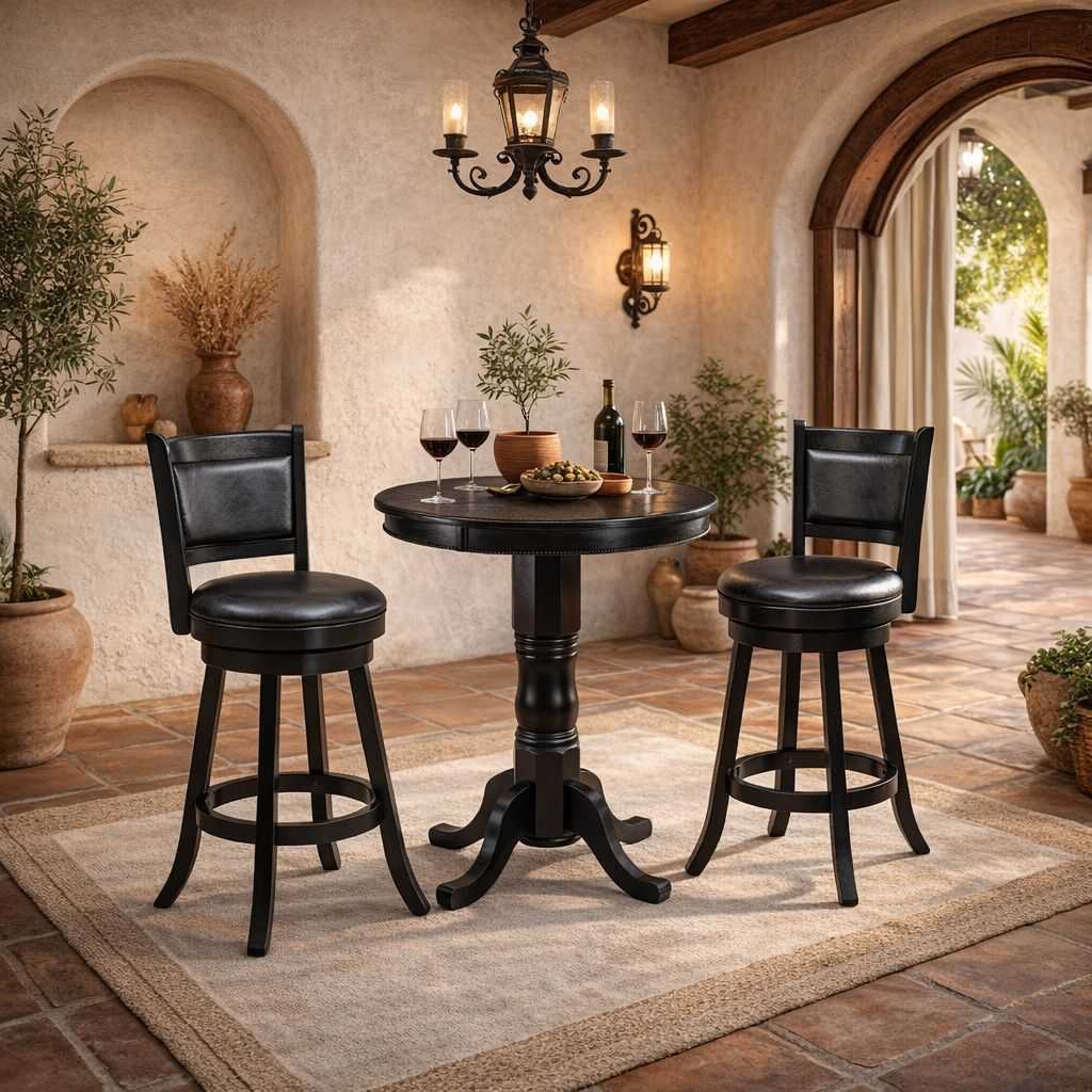 RAM Classic Round Pub Table in black, shown with stools sold separately