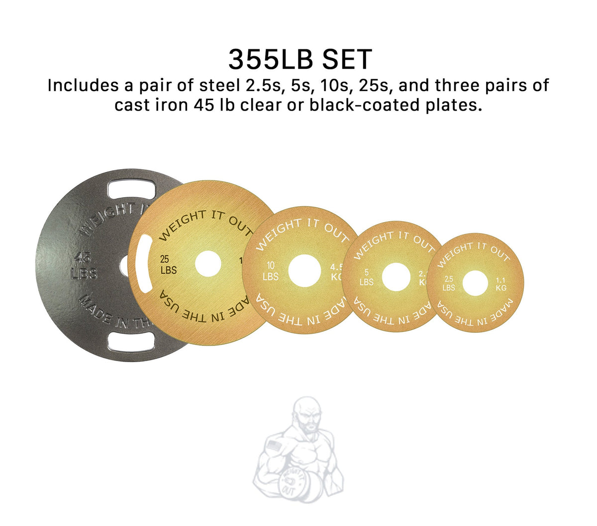Cast Iron Machined 45lb And Calibrated Solid Steel Weight Plate Sets