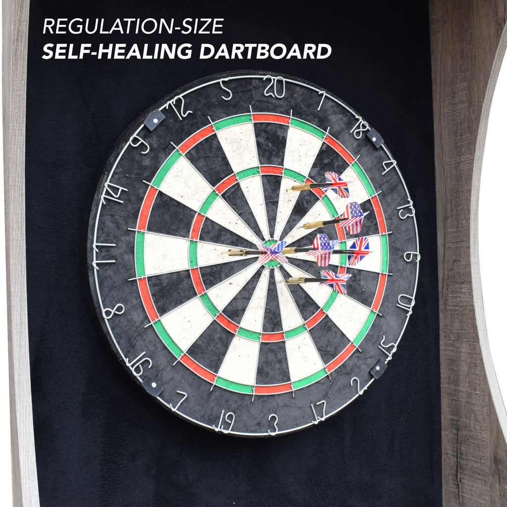 Westwood Dartboard and Free-Standing Cabinet - Rustic Gray — official Hathaway product image 4