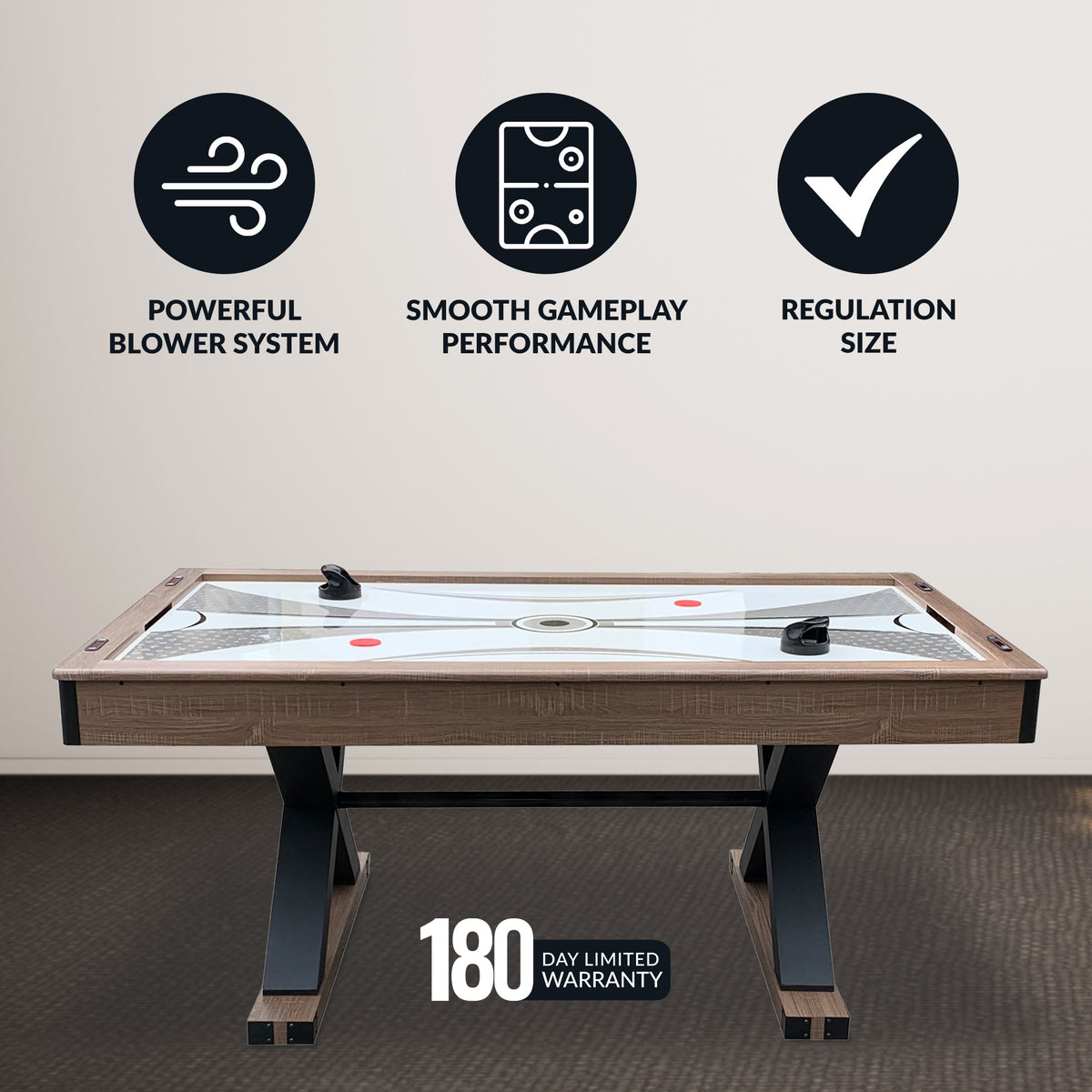 Excalibur 72-in Air Hockey Table with LED Scoring and Table Tennis Top