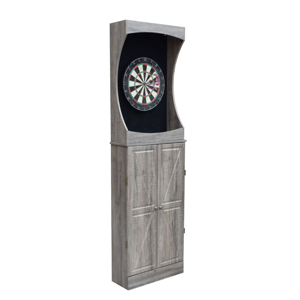 Westwood Dartboard and Free-Standing Cabinet - Rustic Gray — official Hathaway product image 1