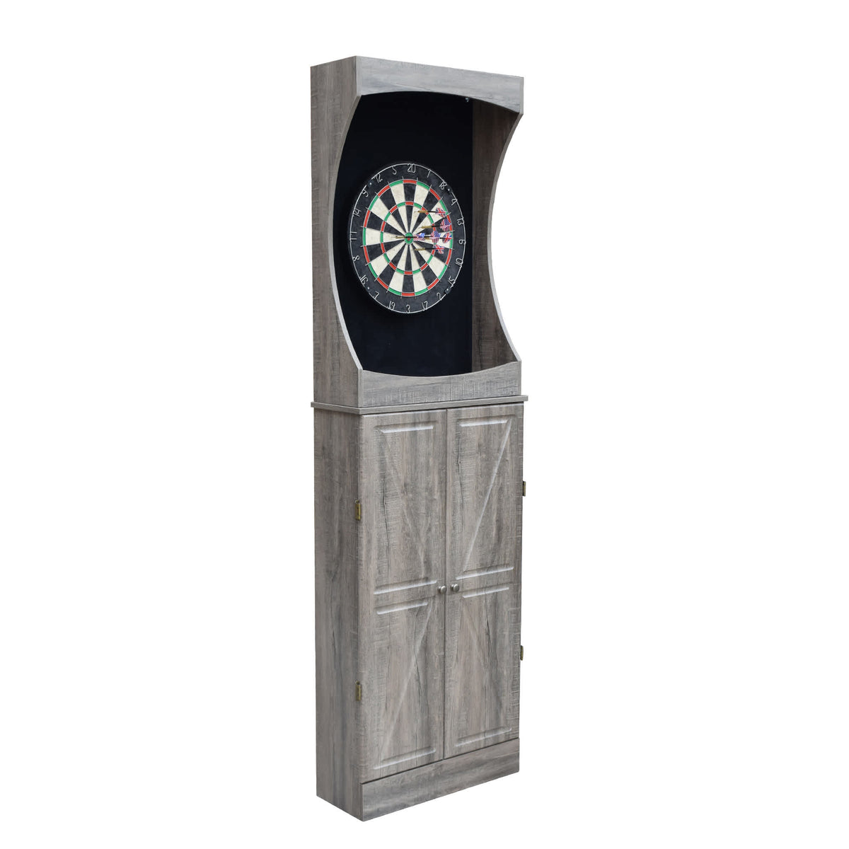 Westwood Dartboard and Free-Standing Cabinet - Rustic Gray — official Hathaway product image 1
