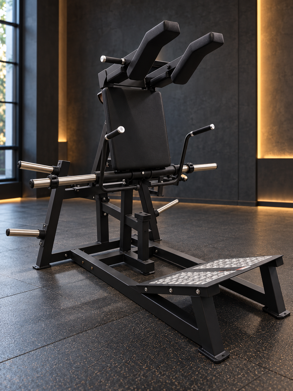 SFE plate-loaded V-Squat machine in a styled gym