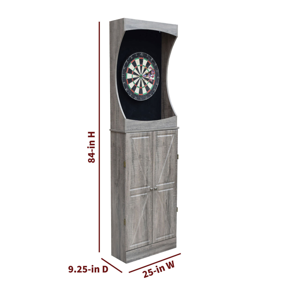 Westwood Dartboard and Free-Standing Cabinet - Rustic Gray — official Hathaway product image 2