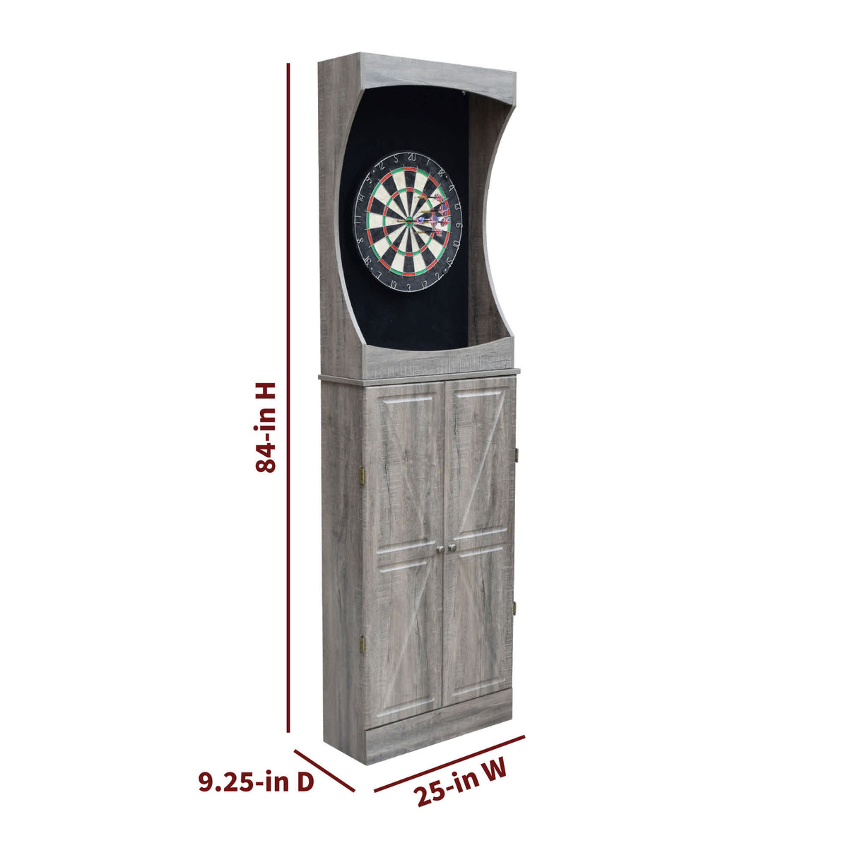 Westwood Dartboard and Free-Standing Cabinet - Rustic Gray — official Hathaway product image 2